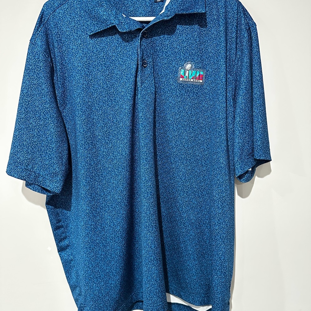 Cutter & Buck Super Bowl LVII Golf Polo Shirt Blue Pattern Men’s XL NFL